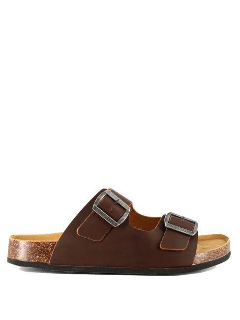 VEGA Sandalo in suede doppia fibbia dark brown - Scarpe Uomo