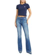 GUESS MINI TRIANGLE T-shirt slim fit blackened blue - T-shirt e Top Donna - 3