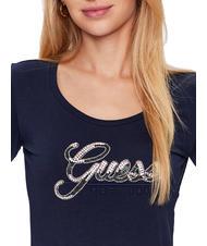 GUESS SCRIPT T-shirt con logo strass blackened blue - T-shirt e Top Donna - 3