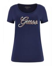 GUESS SCRIPT T-shirt logo con strass blackened blue - T-shirt e Top Donna - 3
