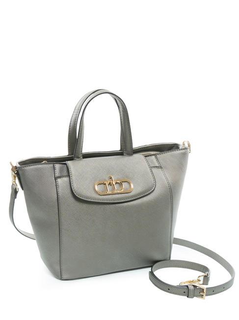 LUCE Tote bag con tracolla e logo in metallo grigio metallizzato - Borse Donna