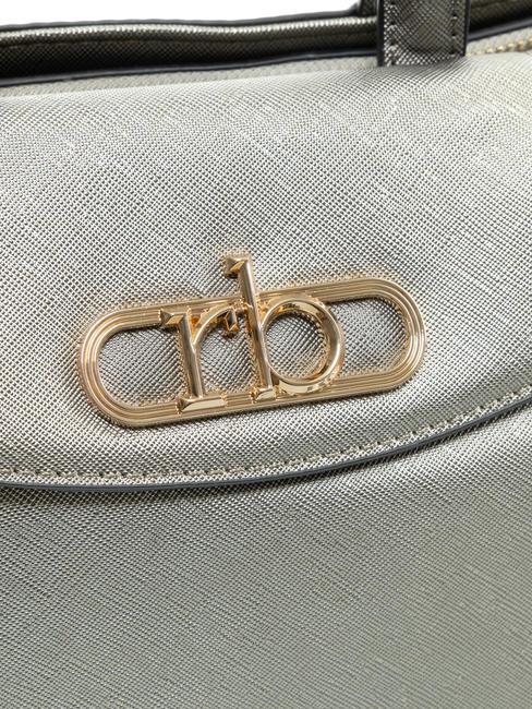 LUCE Tote bag con tracolla e logo in metallo grigio metallizzato - Borse Donna