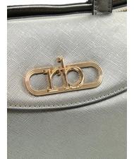 ROCCOBAROCCO LUCE Tote bag con tracolla e logo in metallo grigio metallizzato - Borse Donna - 3