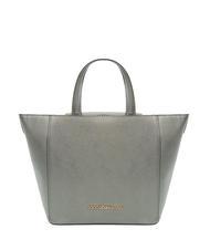 ROCCOBAROCCO LUCE Tote bag con tracolla e logo in metallo grigio metallizzato - Borse Donna - 4