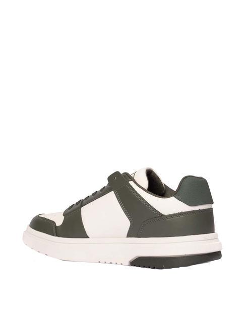TOMMY JEANS Leather Cupsole Sneakers in pelle pewter green/ ecru - Scarpe Uomo