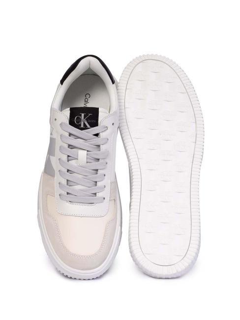 CK JEANS CHUNKY Sneakers in pelle bright white/creamy white/oyster m - Scarpe Uomo