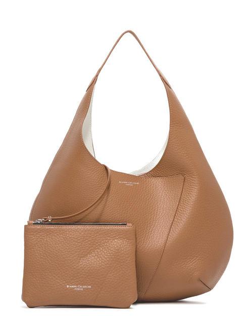 EUFORIA Sacca in pelle con pouch toffee-bianco - Borse Donna