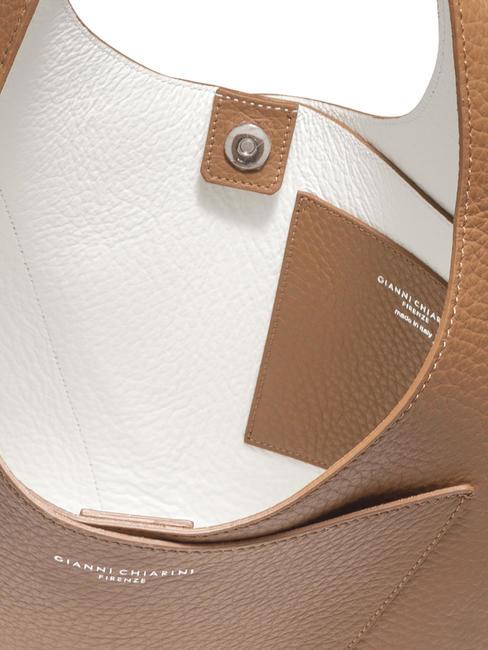 EUFORIA Sacca in pelle con pouch toffee-bianco - Borse Donna