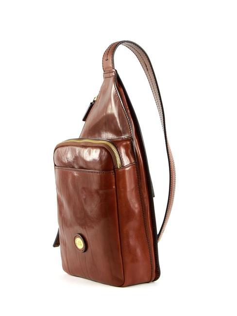 STORY UOMO Zaino Monospalla in pelle MARRONE - Zaini Scuola & Tempo Libero
