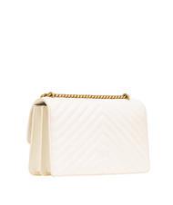 PINKO CLASSIC LOVE ONE Borsa in pelle nappa bianco seta-antique gold - Borse Donna - 3