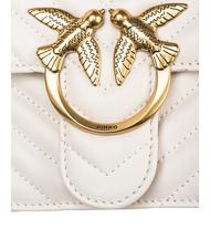 PINKO CLASSIC LOVE ONE Borsa in pelle nappa bianco seta-antique gold - Borse Donna - 4