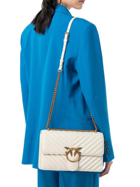 CLASSIC LOVE ONE Borsa in pelle nappa bianco seta-antique gold - Borse Donna