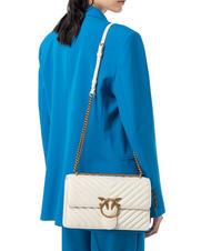 PINKO CLASSIC LOVE ONE Borsa in pelle nappa bianco seta-antique gold - Borse Donna - 6