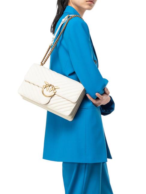 CLASSIC LOVE ONE Borsa in pelle nappa bianco seta-antique gold - Borse Donna