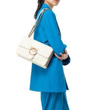 PINKO CLASSIC LOVE ONE Borsa in pelle nappa bianco seta-antique gold - Borse Donna - 7