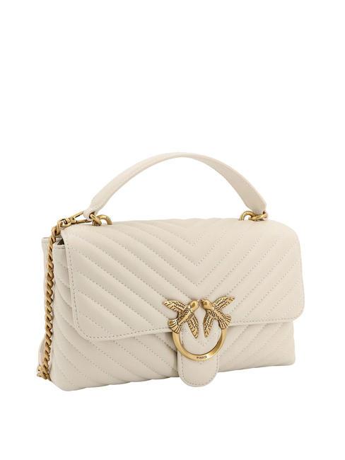 CLASSIC LADY LOVE BAG Borsa puff chevron bianco seta-antique gold - Borse Donna