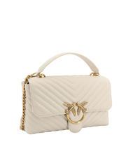 PINKO CLASSIC LADY LOVE BAG Borsa puff chevron bianco seta-antique gold - Borse Donna - 2