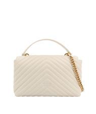PINKO CLASSIC LADY LOVE BAG Borsa puff chevron bianco seta-antique gold - Borse Donna - 3