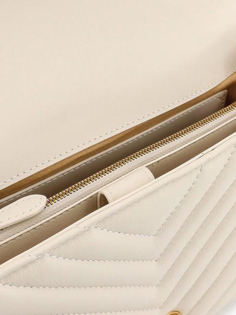 CLASSIC LADY LOVE BAG Borsa puff chevron bianco seta-antique gold - Borse Donna