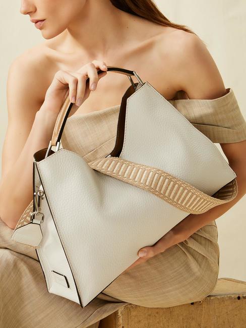 AURORA Borsa a mano in pelle con pouch sabbia-nature - Borse Donna