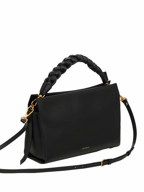 BOHEME GRANA DOUBLE Borsa in pelle martellata con tracolla noir/cuir - Borse Donna
