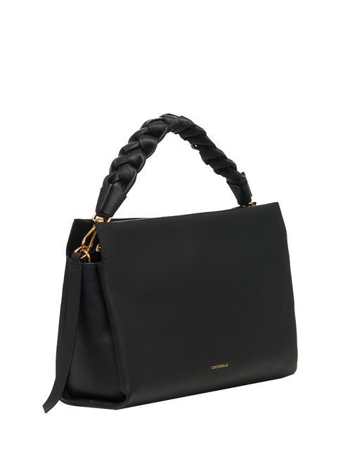 BOHEME GRANA DOUBLE Borsa in pelle martellata con tracolla noir/cuir - Borse Donna