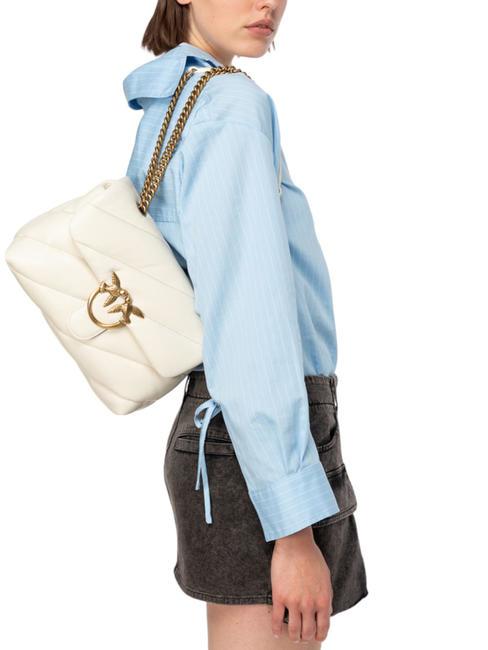 CLASSIC LOVE PUFF Borsa in pelle nappa bianco seta-antique gold - Borse Donna