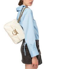 PINKO CLASSIC LOVE PUFF Borsa in pelle nappa bianco seta-antique gold - Borse Donna - 7