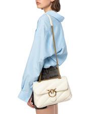 PINKO CLASSIC LOVE PUFF Borsa in pelle nappa bianco seta-antique gold - Borse Donna - 8
