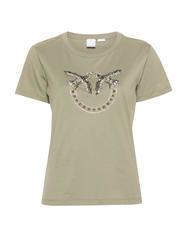 PINKO QUENTIN T-shirt con applicazione gioiello verde vertiver - T-shirt e Top Donna - 3