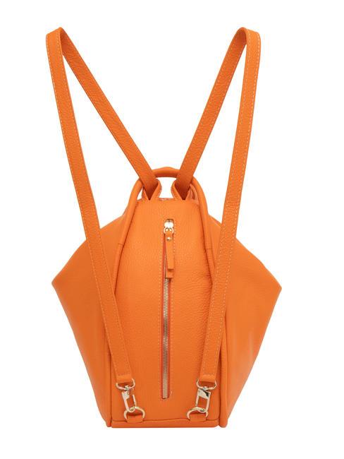 TRIO Zaino sacca in pelle martellata arancione - Borse Donna
