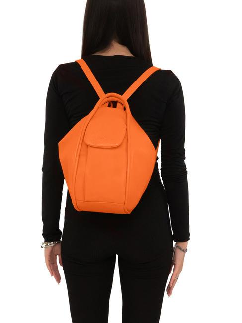 TRIO Zaino sacca in pelle martellata arancione - Borse Donna
