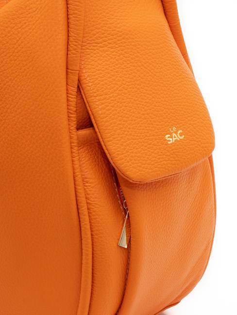 TRIO Zaino sacca in pelle martellata arancione - Borse Donna