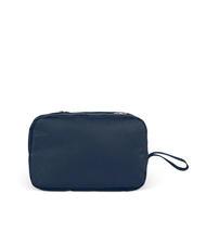 Beauty Case In Cotone Trapuntato Con Coulisse, Fodera In Tela, Blu Scuro 16x16x10 Cm, Trousse Estetica Da Viaggio Per Donne