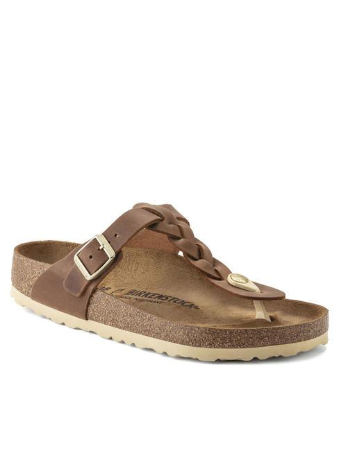 GIZEH Ciabatta infradito in pelle cognac - Scarpe Unisex