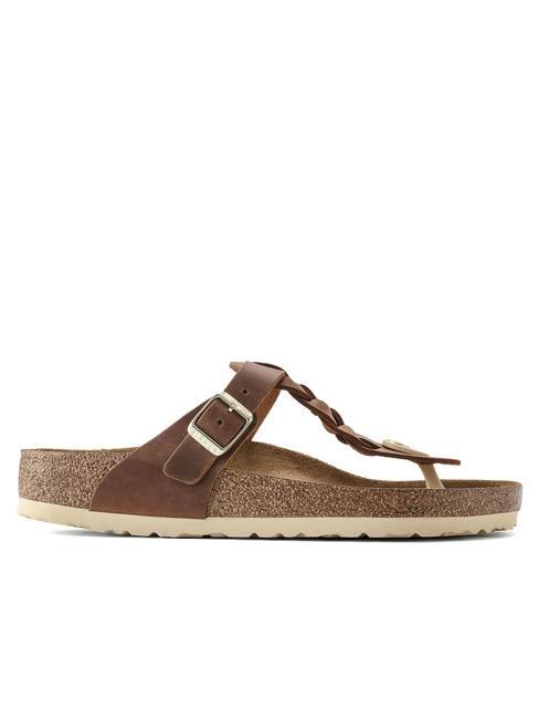 GIZEH Ciabatta infradito in pelle cognac - Scarpe Unisex