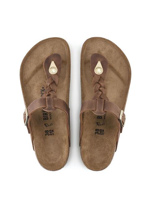 GIZEH Ciabatta infradito in pelle cognac - Scarpe Unisex