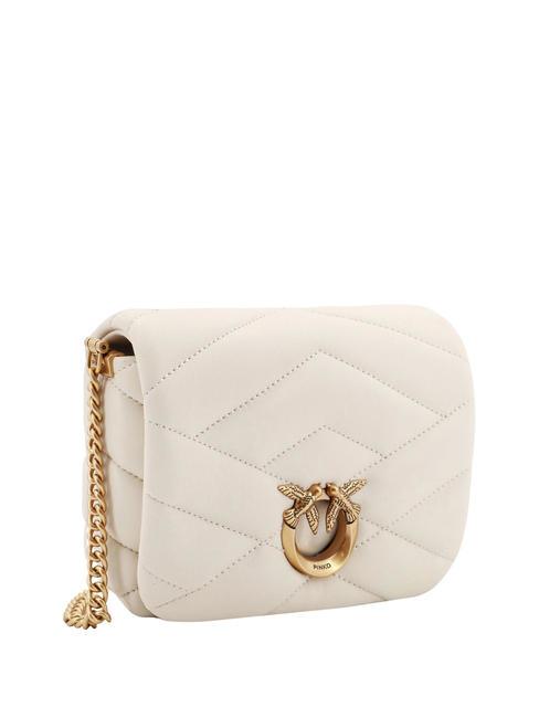 LOVE CLICK PUFF Borsa mini in pelle trapuntata bianco seta-antique gold - Borse Donna