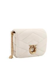 PINKO LOVE CLICK PUFF Borsa mini in pelle trapuntata bianco seta-antique gold - Borse Donna - 2