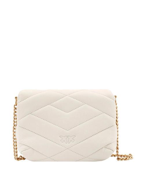 LOVE CLICK PUFF Borsa mini in pelle trapuntata bianco seta-antique gold - Borse Donna