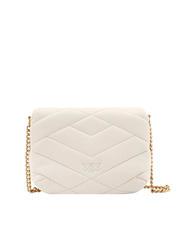 PINKO LOVE CLICK PUFF Borsa mini in pelle trapuntata bianco seta-antique gold - Borse Donna - 3