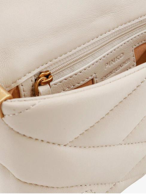 LOVE CLICK PUFF Borsa mini in pelle trapuntata bianco seta-antique gold - Borse Donna
