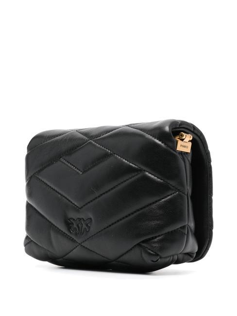 LOVE CLICK PUFF Borsa mini in pelle trapuntata nero-antique gold - Borse Donna