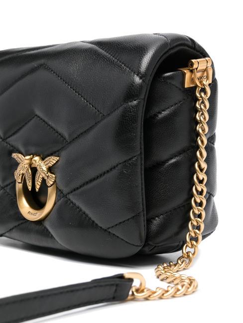 LOVE CLICK PUFF Borsa mini in pelle trapuntata nero-antique gold - Borse Donna