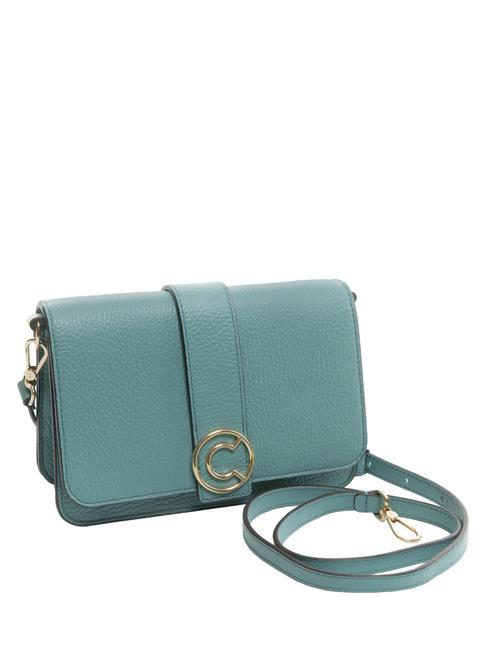TULIP Borsa a tracolla in pelle martellata aqua - Borse Donna