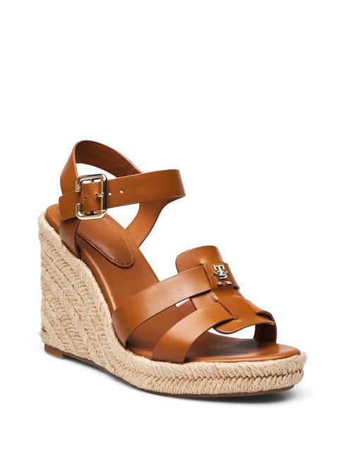 TH Sandali pelle alti zeppa espadrillas cognac brown - Scarpe Donna