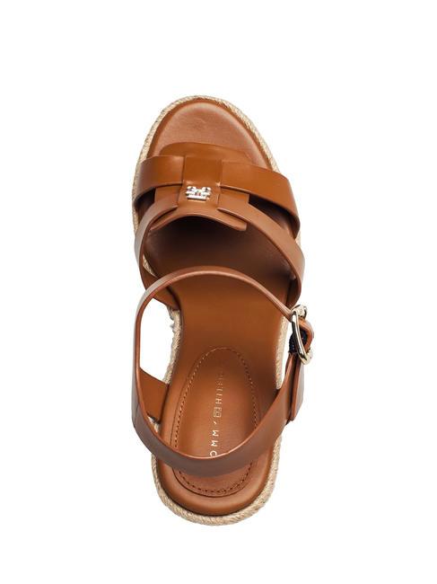 TH Sandali pelle alti zeppa espadrillas cognac brown - Scarpe Donna