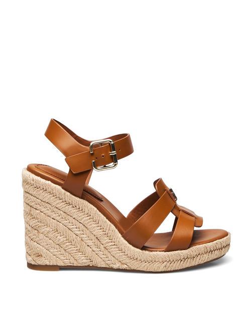 TH Sandali pelle alti zeppa espadrillas cognac brown - Scarpe Donna