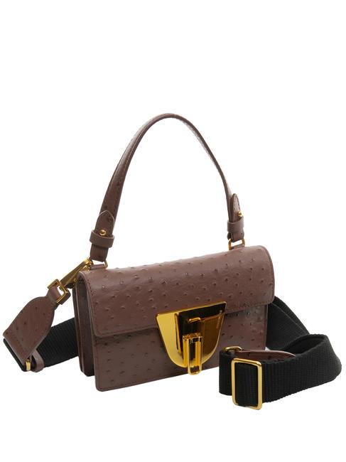 NICO OSTRICH Borsa mini pelle stampata carruba - Borse Donna