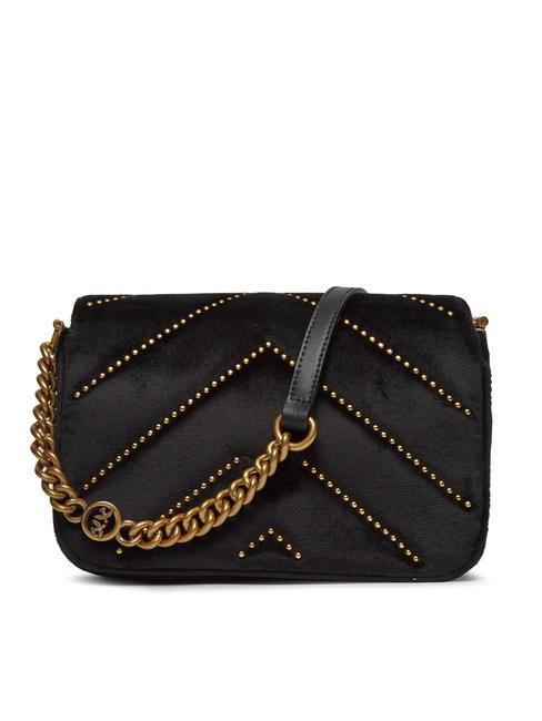 LOVE CLICK Borsa mini in velluto con borchie nero-antique gold - Borse Donna